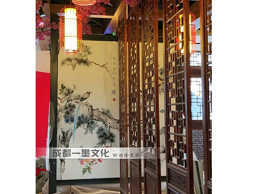 中式墙绘 社区墙绘 成都墙绘 餐饮店墙绘