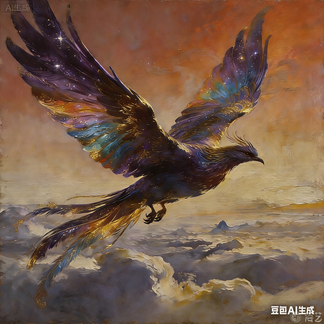 《精卫衔石，沧溟未改》（图ZNDA0MTk5NjI4） - AI作品 - 站酷设计师JuneandY原创素材 - 站酷ZCOOL