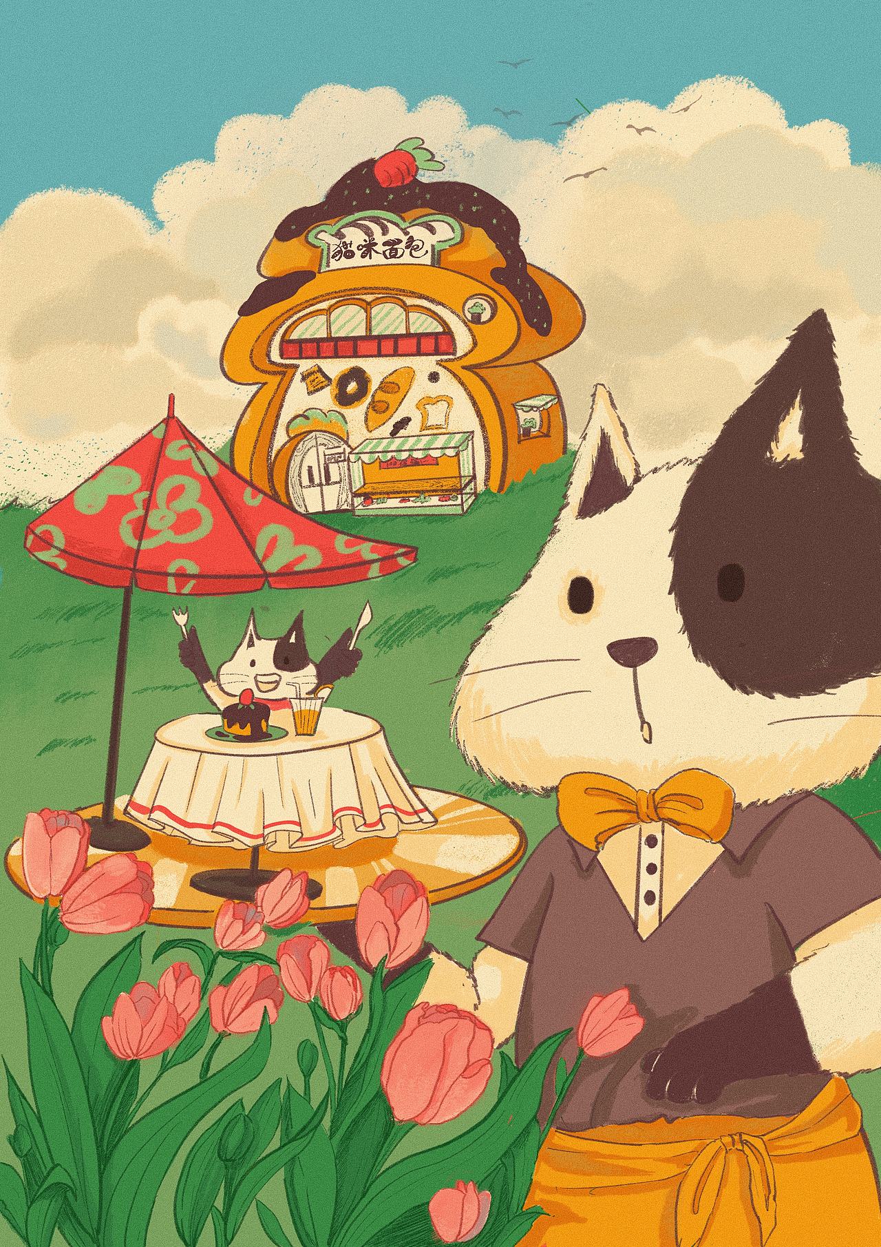 漫画/插画/猫咪面包店店系列插画设计（图ZNDA0MjE1MTE2） - 绘本 - 站酷设计师一休与海马原创素材 - 站酷ZCOOL