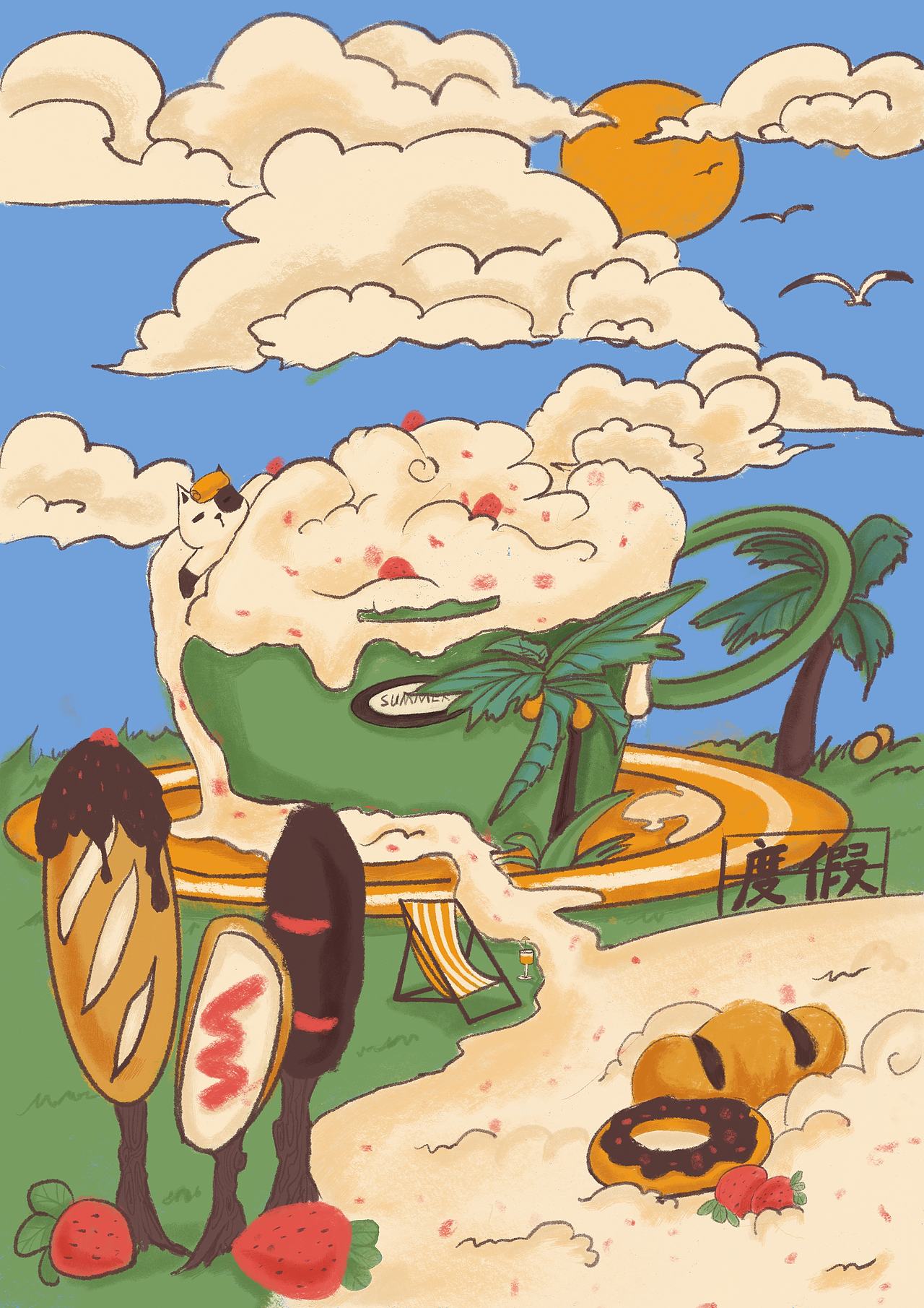 漫画/插画/猫咪面包店店系列插画设计（图ZNDA0MjE1MTI0） - 绘本 - 站酷设计师一休与海马原创素材 - 站酷ZCOOL