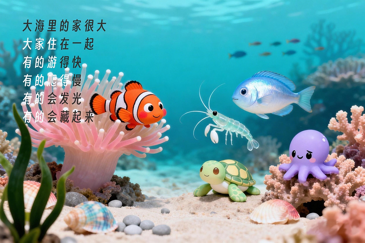 《大海里的超级合作》绘本（图ZNDA0MjM5NjM2） - AI作品 - 站酷设计师小扁BIAN原创素材 - 站酷ZCOOL