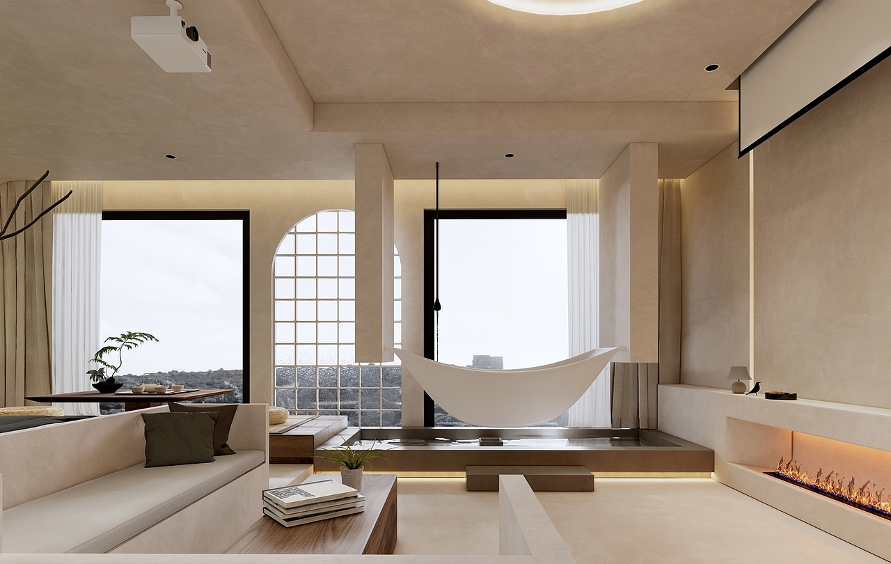 侘寂民宿案例（图ZNDA0MjUxNzgw） - 酒店餐饮设计 - 站酷设计师锐雅空间设计原创素材 - 站酷ZCOOL