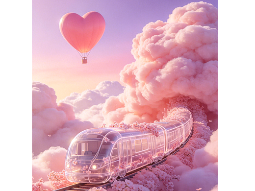 粉色熱氣球，開往春天的夢(mèng)之列車（個(gè)人主頁(yè)-ZNzMzMjU2MzI=） - AI作品 - 站酷設(shè)計(jì)師浪里去浪里浪原創(chuàng)素材 - 站酷ZCOOL