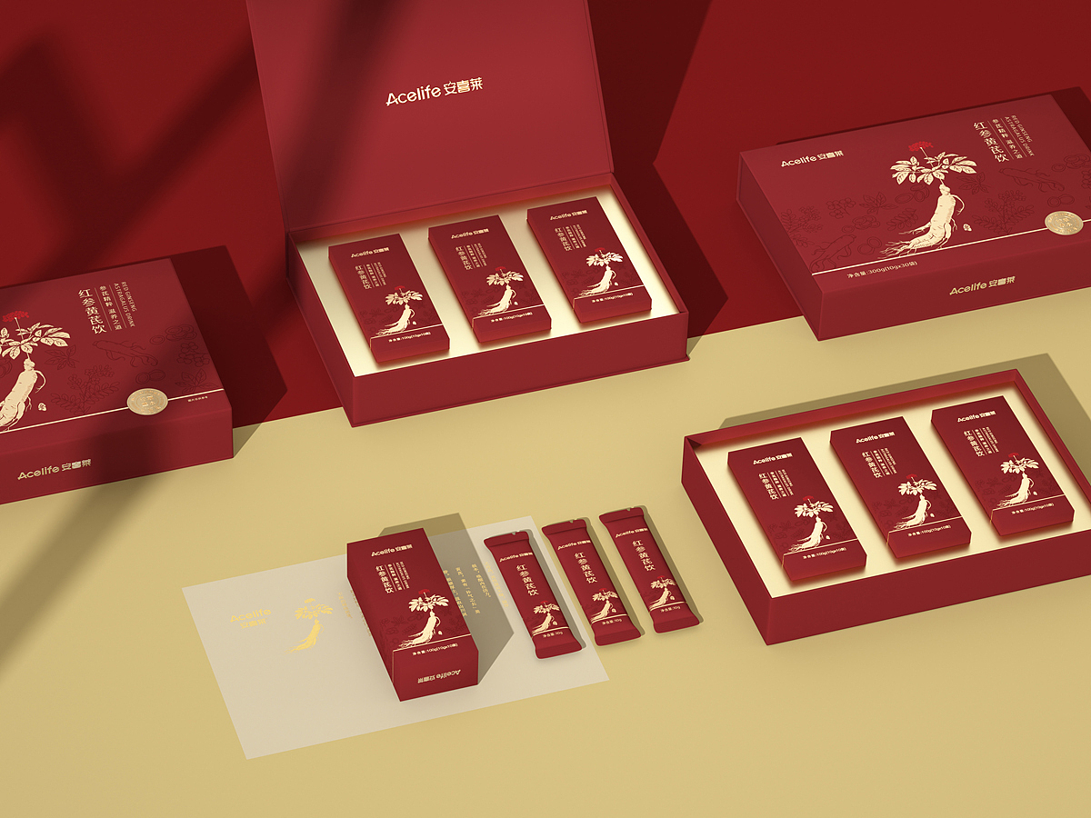 安喜莱-红参黄芪饮包装设计（图ZNDA0MjcxMzM2） - 包装 - 站酷设计师远见品牌设计原创素材 - 站酷ZCOOL