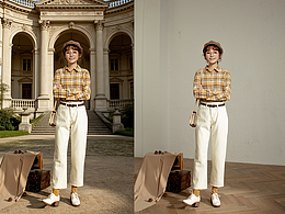 服裝內(nèi)景實(shí)拍 + AI背景（合成）