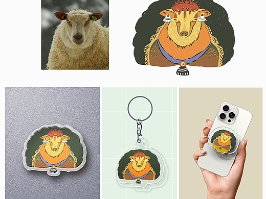 动物创意-戴耳环的羊