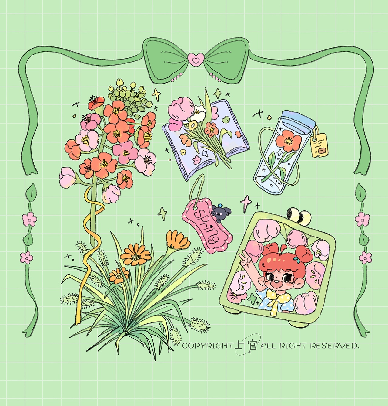 一组春日花花（图ZNDA0MzMwMjI4） - 艺术插画 - 站酷设计师上官P儿原创素材 - 站酷ZCOOL