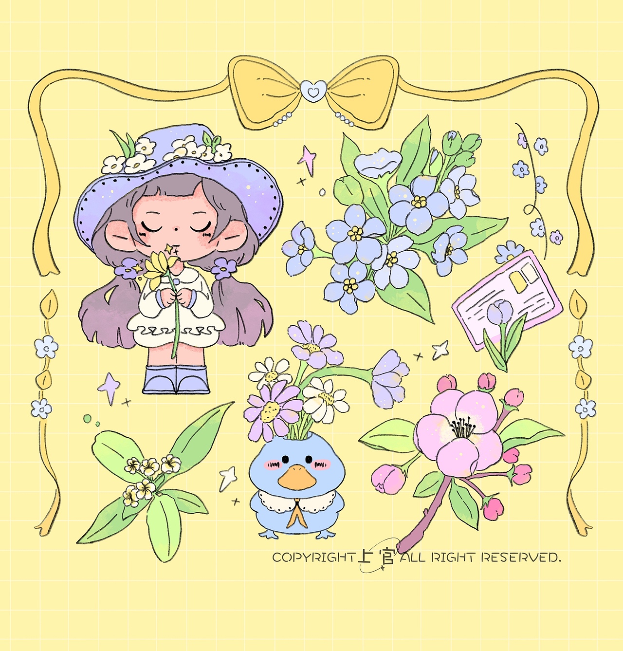 一组春日花花（图ZNDA0MzMwMzQw） - 艺术插画 - 站酷设计师上官P儿原创素材 - 站酷ZCOOL