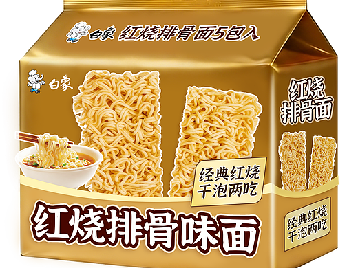 白象单料-红烧排骨味干脆面（包装设计稿）