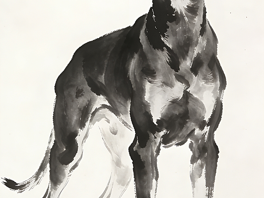 国风水墨杜宾犬 原创商业插画素材