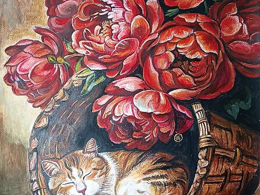 标题：富贵花+懒猫=我的理想生活！