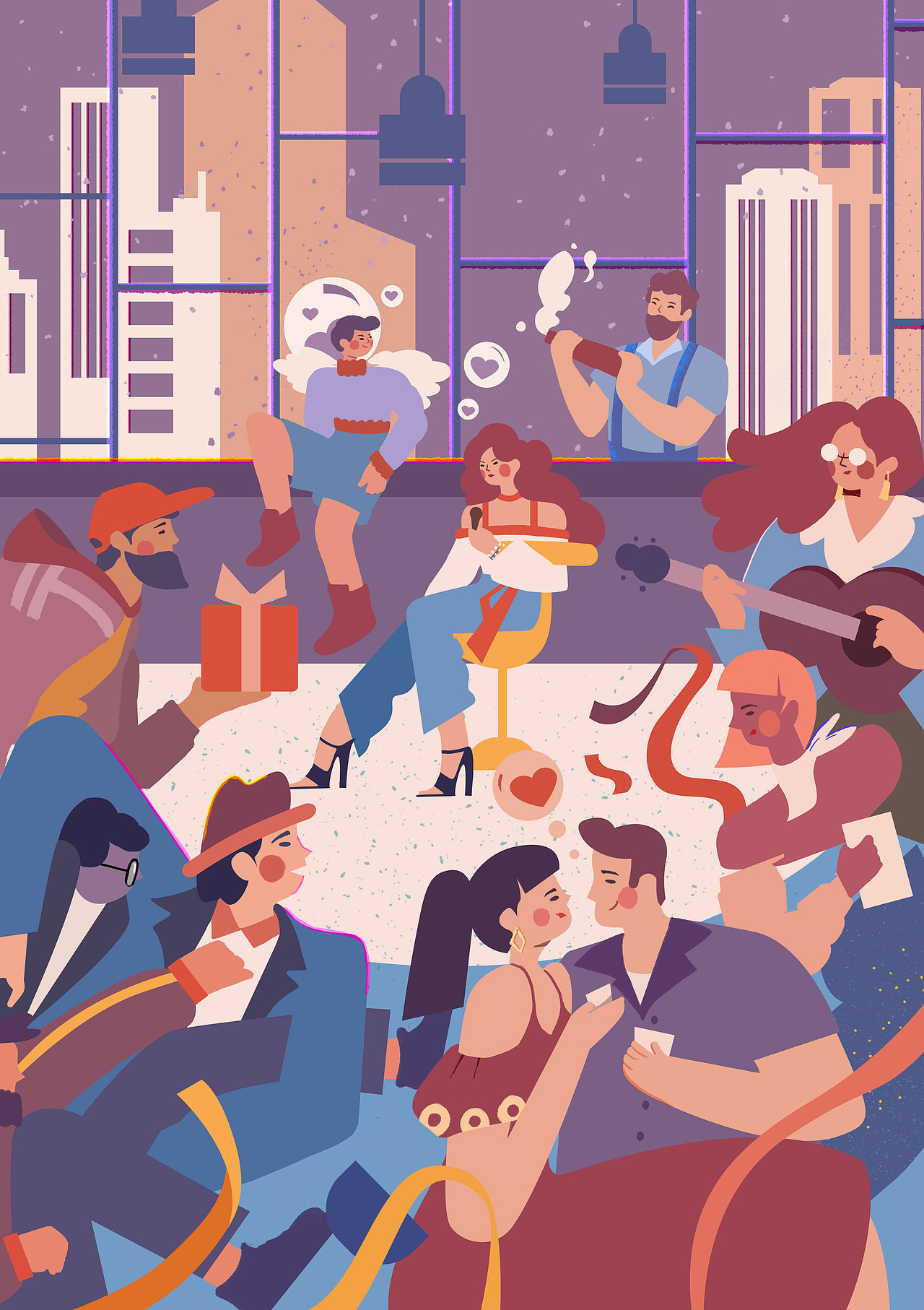 都市夜宴|在霓虹与烟火里，画一场成年人的温柔聚会（图ZNDA0Mzk3Mjg0） - 创作习作 - 站酷设计师紫苏子原创素材 - 站酷ZCOOL