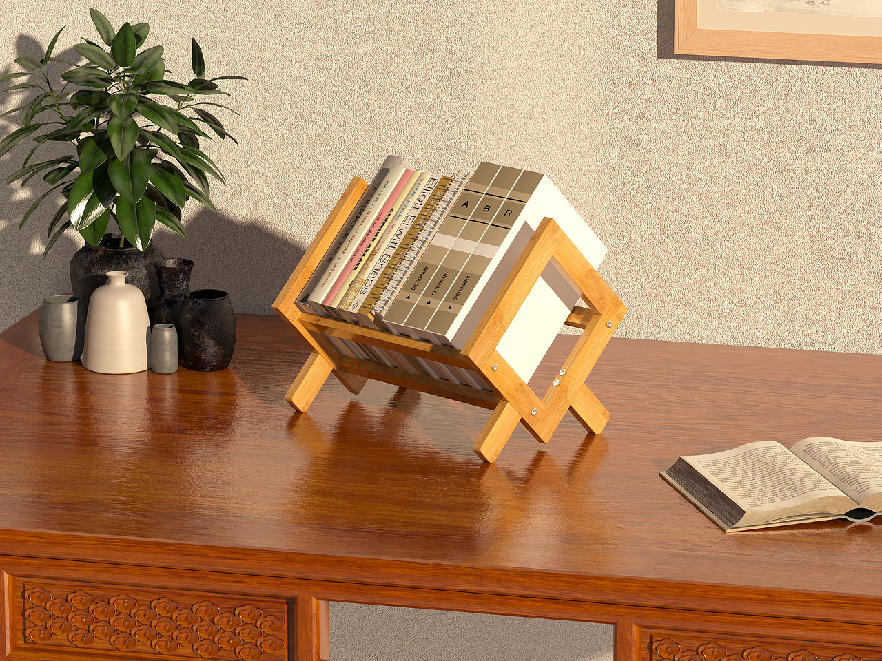 C4D/3DSMAX桌面小书架建模渲染（图ZNDA0NDEzMjAw） - 产品 - 站酷设计师3D光影集原创素材 - 站酷ZCOOL