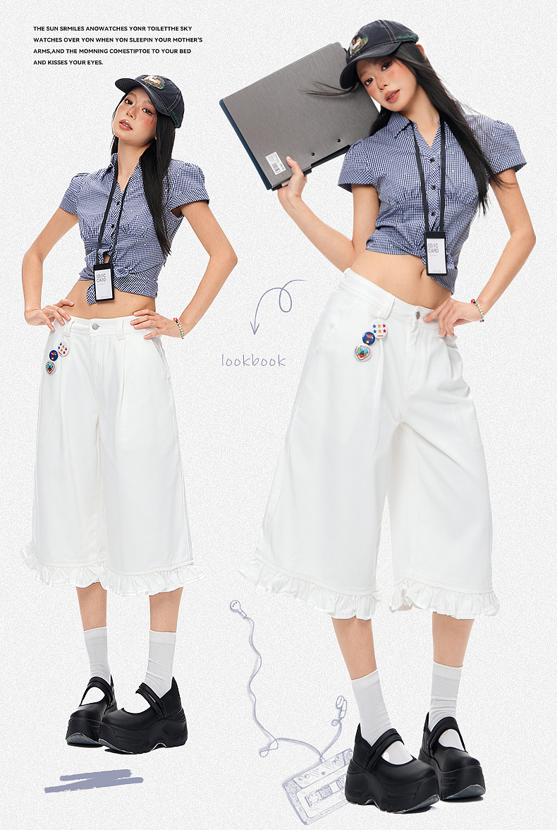 美式辣妹街头白复古蓝牛仔短裤详情页排版海报模特拼图（图ZNDA0NDI5MDky） - 其他平面 - 站酷设计师特务L原创素材 - 站酷ZCOOL