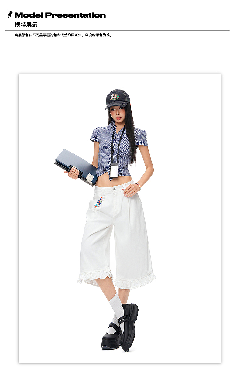 美式辣妹街头白复古蓝牛仔短裤详情页排版海报模特拼图（图ZNDA0NDI5MDgw） - 其他平面 - 站酷设计师特务L原创素材 - 站酷ZCOOL