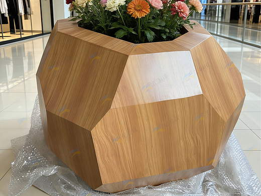 木纹转印不锈钢花箱小区不锈钢花钵仿木纹不锈钢花盆