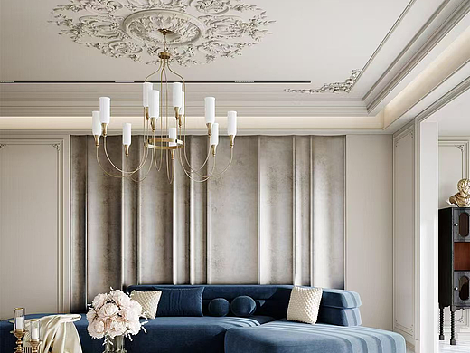 法式轻奢客厅，将优雅与精致诠释得淋漓尽致。（个人主页-ZNzMzNDgzODQ=） - 商业空间设计 - 站酷设计师允诺yn原创素材 - 站酷ZCOOL