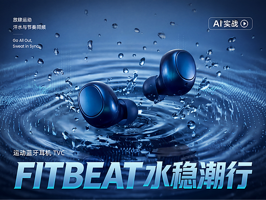 全流程 AI 生成｜FITBEAT 二代运动蓝牙耳机商业TVC