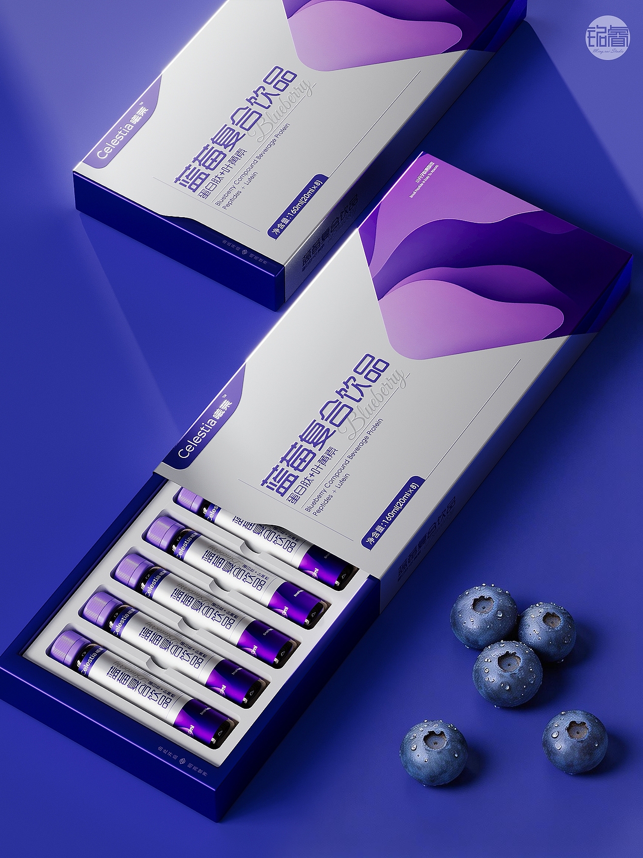 蓝润养眼 · 双重呵护—蓝莓复合饮口服液 | 铭睿益创（图ZNDA0NTQ0MDE2） - 包装 - 站酷设计师刘益铭原创素材 - 站酷ZCOOL