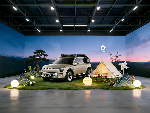 smart #5 车型的露营风场景营销图
