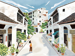 儿童文学配图，关于疍家地区的插画