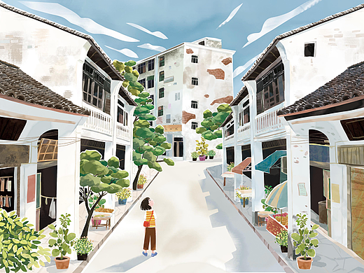 儿童文学配图，关于疍家地区的插画