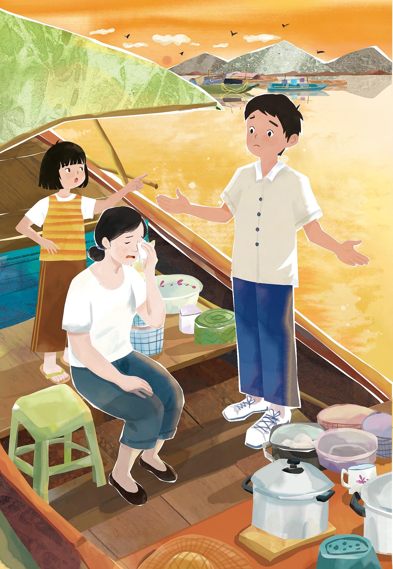 儿童文学配图，关于疍家地区的插画（图ZNDA0NTU2OTg0） - 绘本 - 站酷设计师蛋黄星原创素材 - 站酷ZCOOL