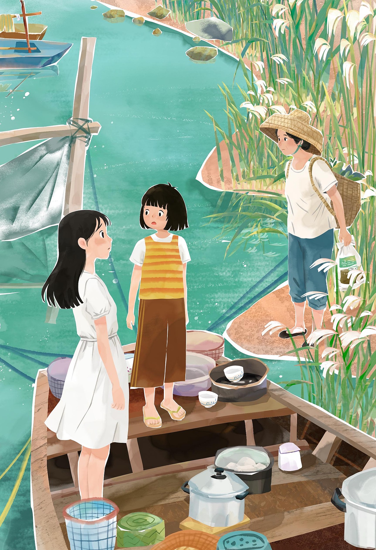 儿童文学配图，关于疍家地区的插画（图ZNDA0NTU2OTk2） - 绘本 - 站酷设计师蛋黄星原创素材 - 站酷ZCOOL