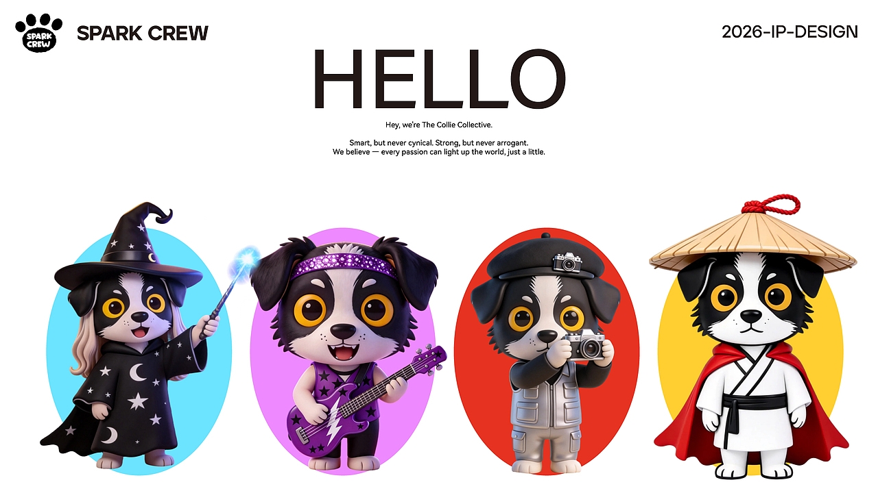 灵境四灵 | 边牧IP全案设计：四种天赋，一束光（图ZNDA0NTU4MDY0） - IP形象 - 站酷设计师POPooooo原创素材 - 站酷ZCOOL