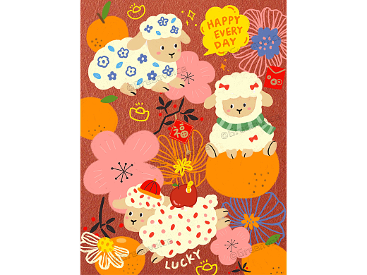 三羊開泰好運常來（個人主頁-ZNzMzNTc3MDA=） - 商業(yè)插畫 - 站酷設(shè)計師綠瓷叮叮原創(chuàng)素材 - 站酷ZCOOL