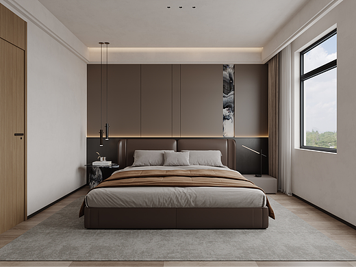 轻奢风客餐厅卧室效果图表现