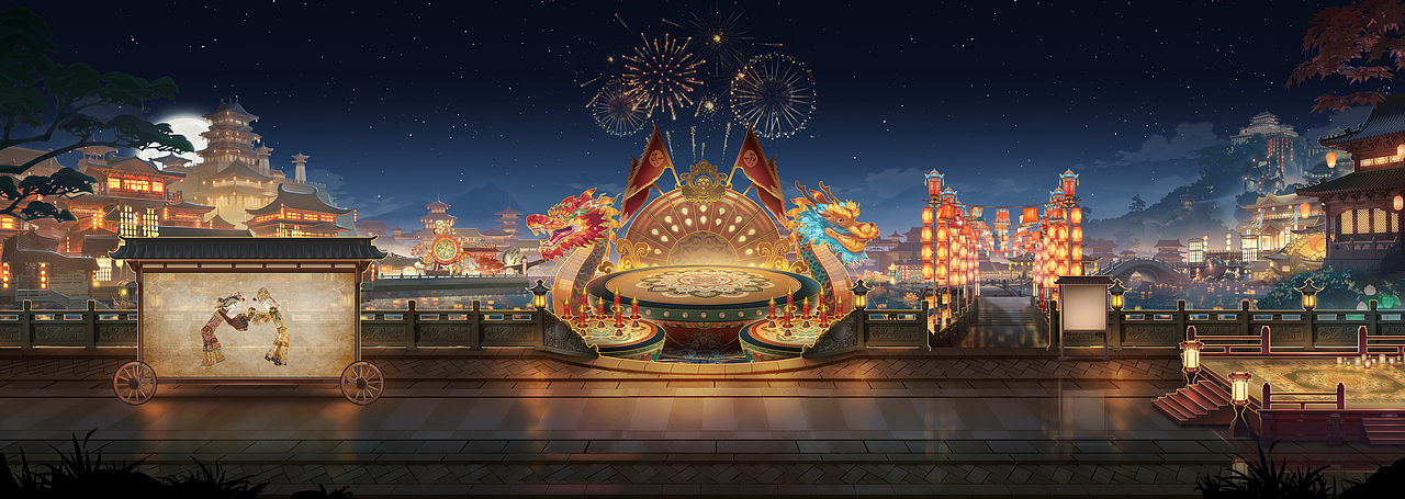 东京汴梁上元节场景插图（图ZNDA0NTkxNTIw） - 艺术插画 - 站酷设计师公园椅子原创素材 - 站酷ZCOOL