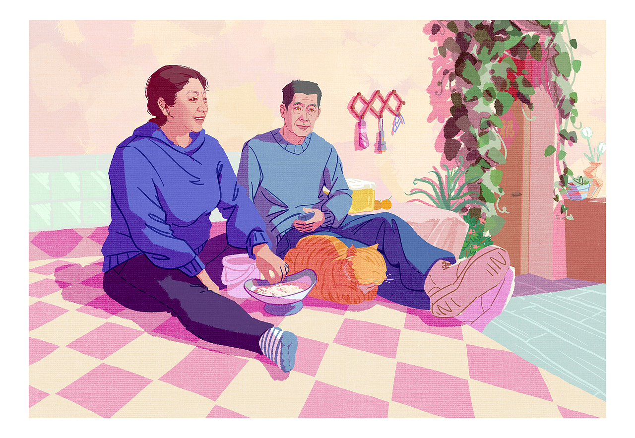 在炕上唠嗑（图ZNDA0NTk2MTY0） - 新锐潮流插画 - 站酷设计师小黄瓜条原创素材 - 站酷ZCOOL