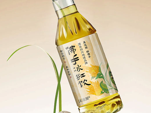 佛手露饮瓶装标签贴包装设计