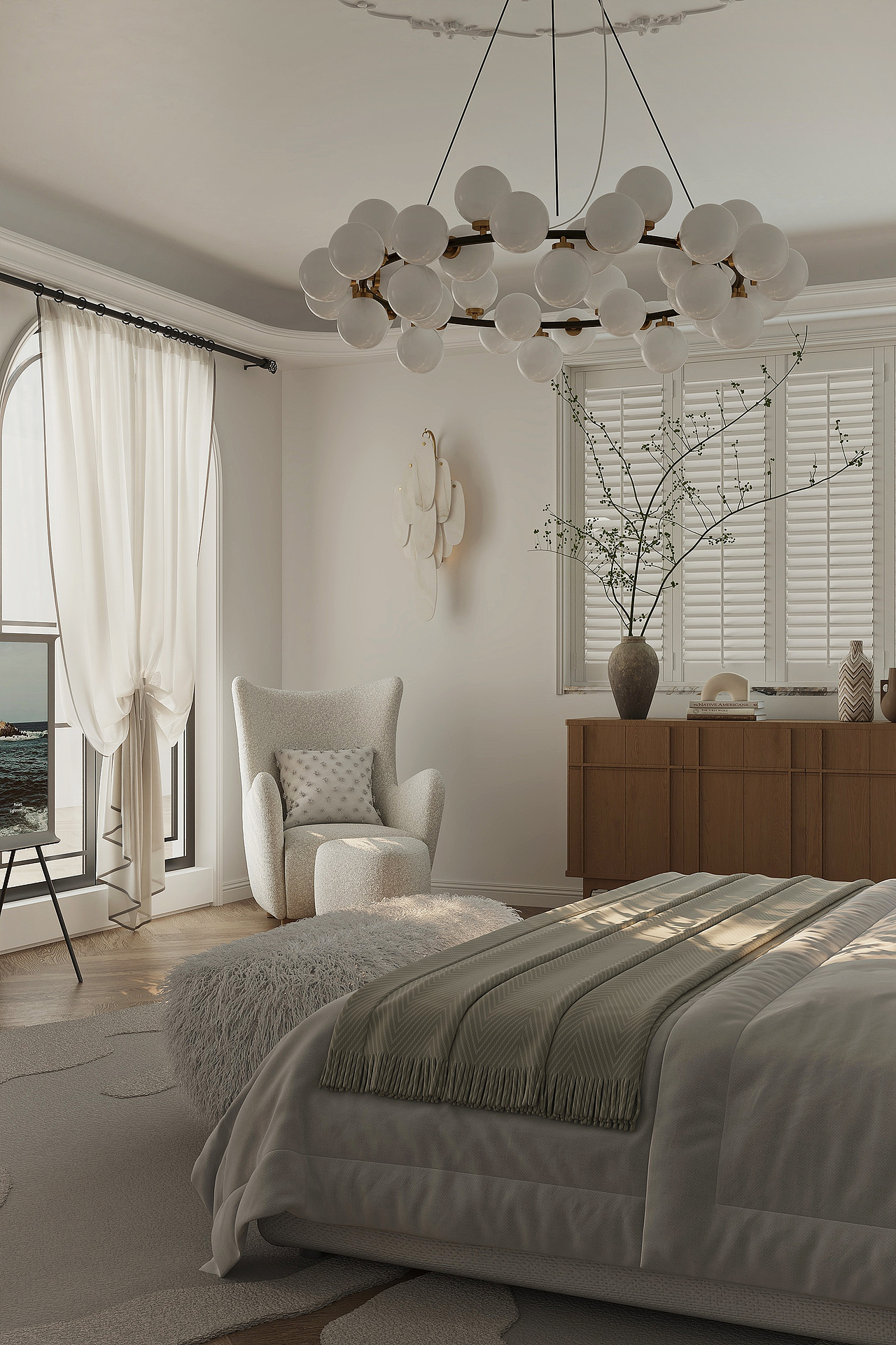 法式奶油风 + 现代简约的卧室（图ZNDA0NjAxMzA4） - 家装设计 - 站酷设计师煜铭效果图表现原创素材 - 站酷ZCOOL