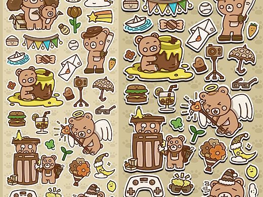 原创贴纸设计《小熊乐园》