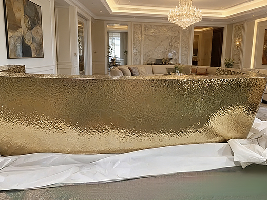 金色不锈钢水波纹吧台餐厅不锈钢接待台酒吧不锈钢前台