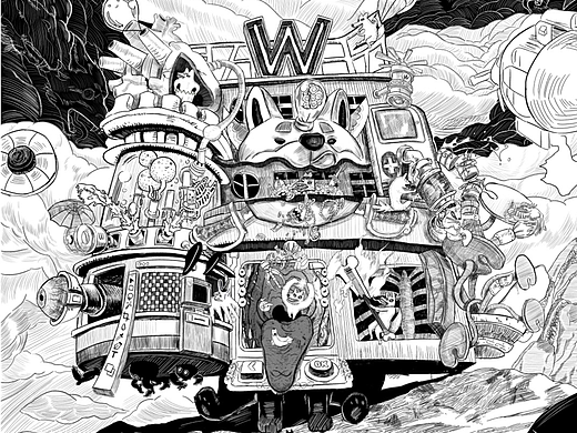 用海贼王城堡果实大招为广告公司做搬家海报