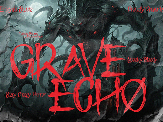 惊悚恐怖万圣节电影海报封面标题手写涂鸦艺术英文字体