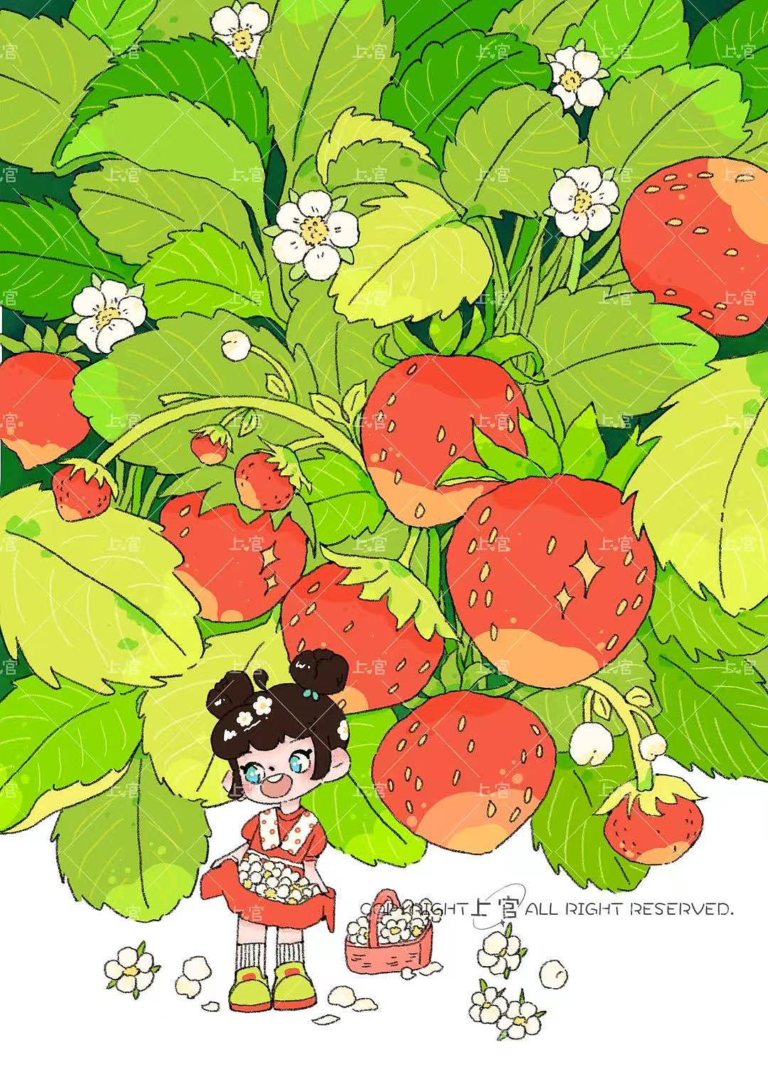 是草莓呀（图ZNDA0NjQ5MTY0） - 艺术插画 - 站酷设计师上官P儿原创素材 - 站酷ZCOOL