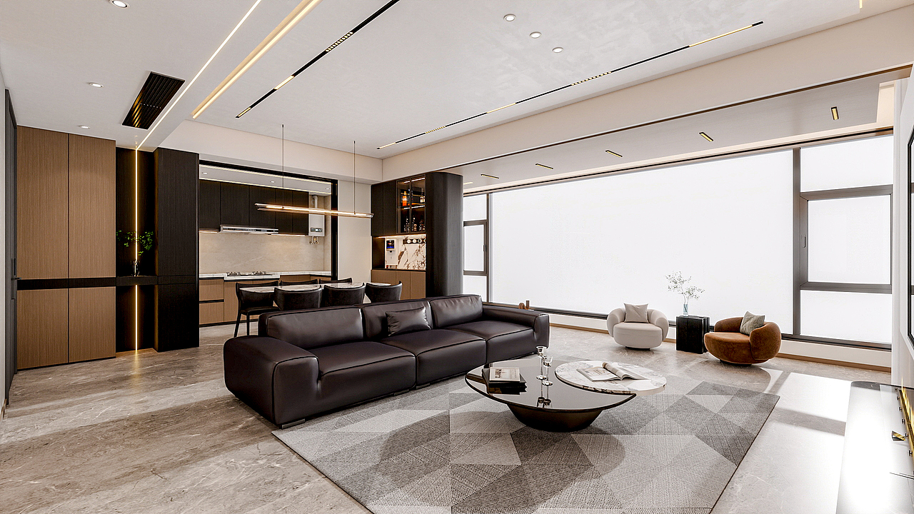 四川成都锦粼湖院二期（118平方意式极简三居室）（图ZNDA0NjkwMzg0） - 家装设计 - 站酷设计师设计师成爽原创素材 - 站酷ZCOOL