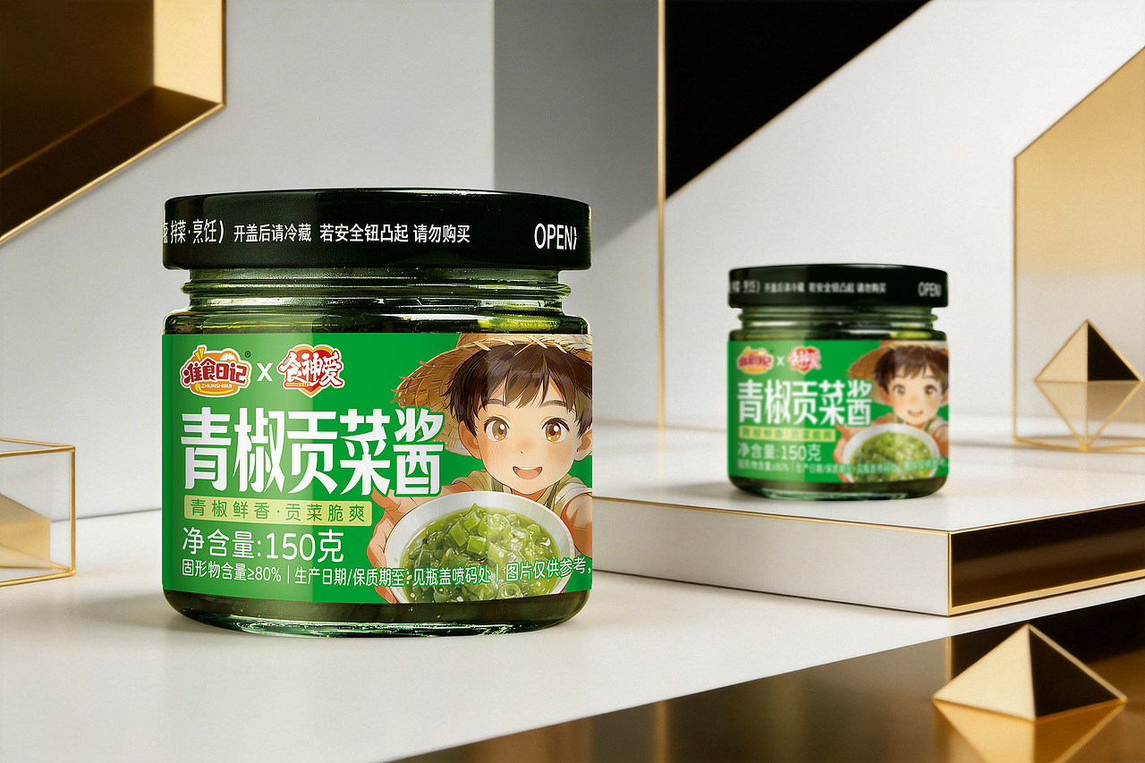 青椒贡菜酱（图ZNDA0NjkxMTY4） - 包装 - 站酷设计师懒猫会设计原创素材 - 站酷ZCOOL