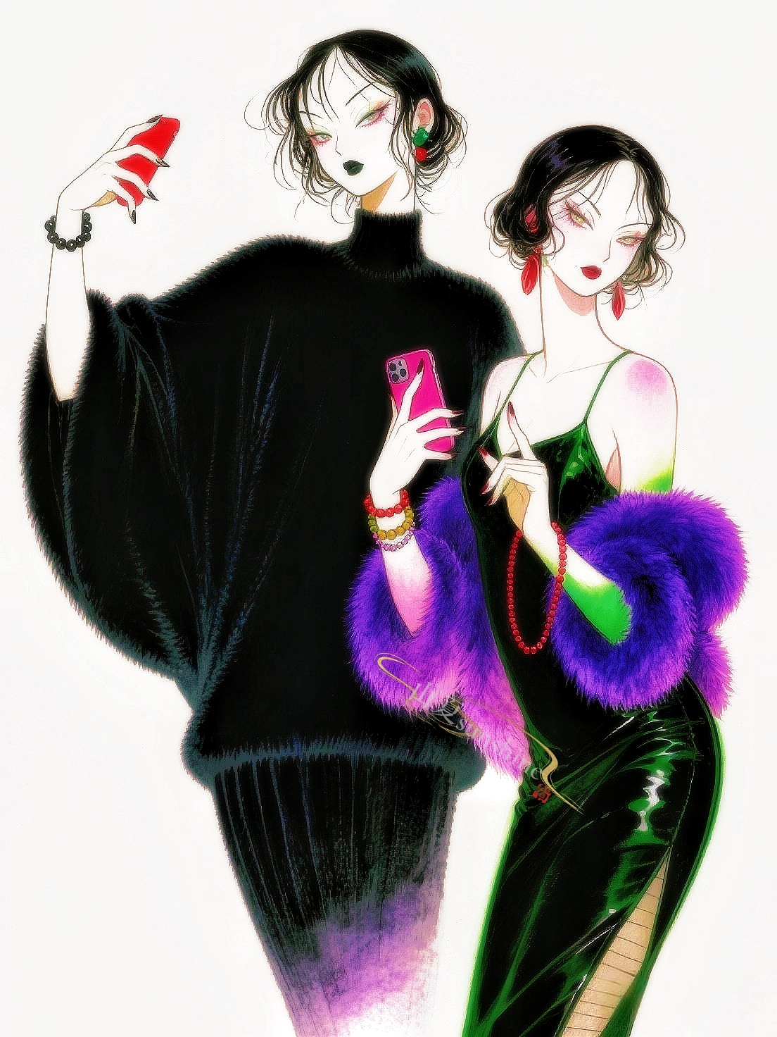 和怨种闺蜜的穿搭|与你分享过的青春，不比恋爱少半分（图ZNDA0NzAwNDUy） - 艺术插画 - 站酷设计师山夏SUNSHINE原创素材 - 站酷ZCOOL