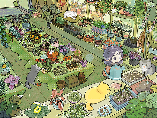 造景｜生機(jī)萬物陽(yáng)光房（個(gè)人主頁(yè)-ZNzMzNjk5ODQ=） - 商業(yè)插畫 - 站酷設(shè)計(jì)師畫畫的白夜原創(chuàng)素材 - 站酷ZCOOL