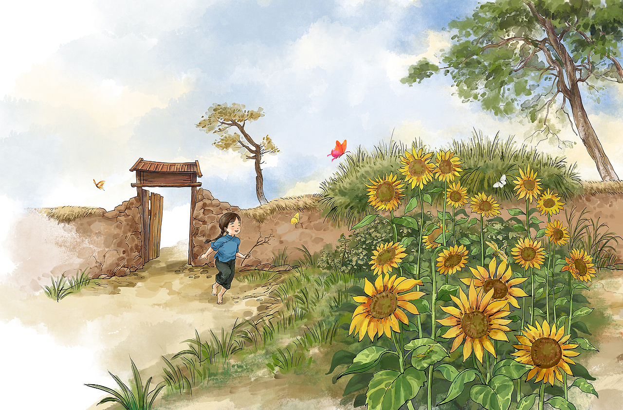 《家乡的后花园》（图ZNDA0NzE3ODMy） - 商业插画 - 站酷设计师小德景韵文化原创素材 - 站酷ZCOOL