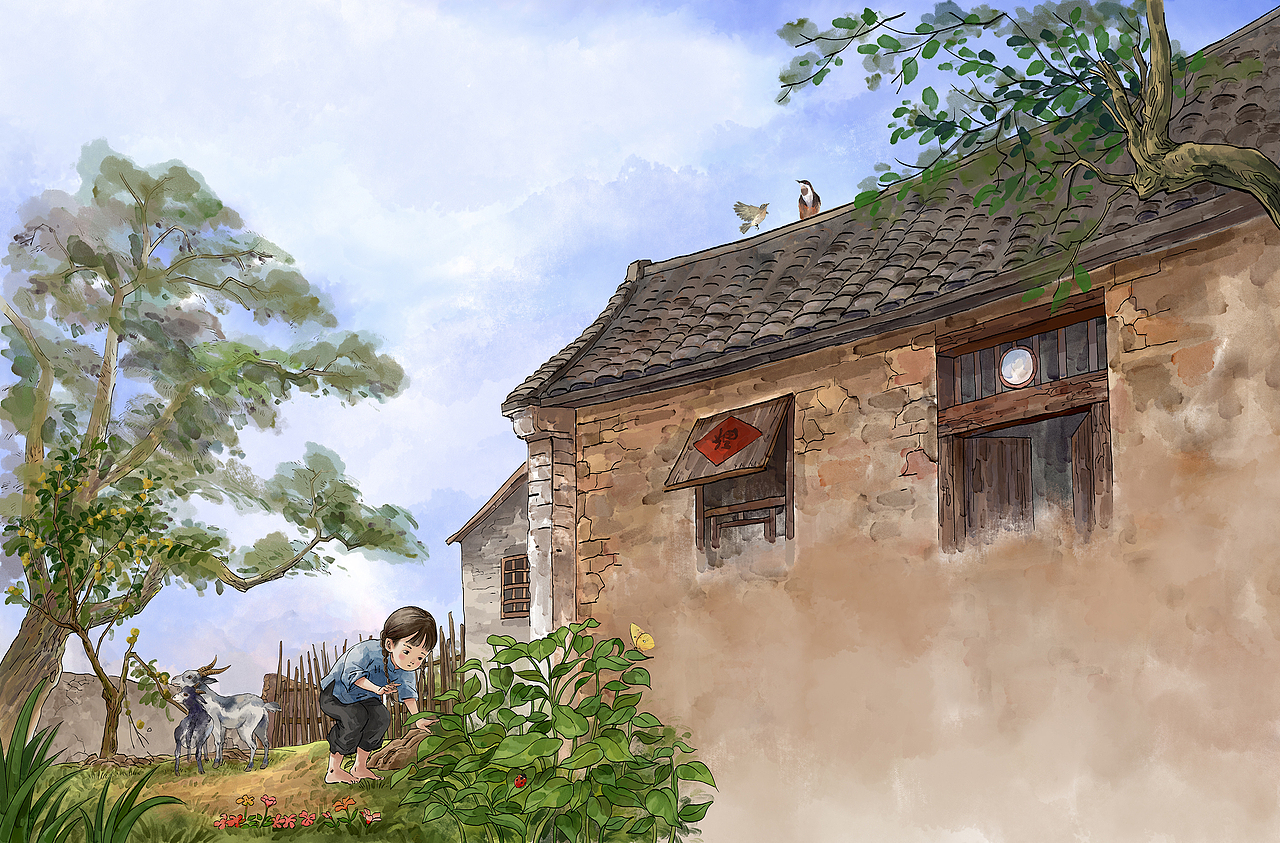 《家乡的后花园》（图ZNDA0NzE3ODM2） - 商业插画 - 站酷设计师小德景韵文化原创素材 - 站酷ZCOOL