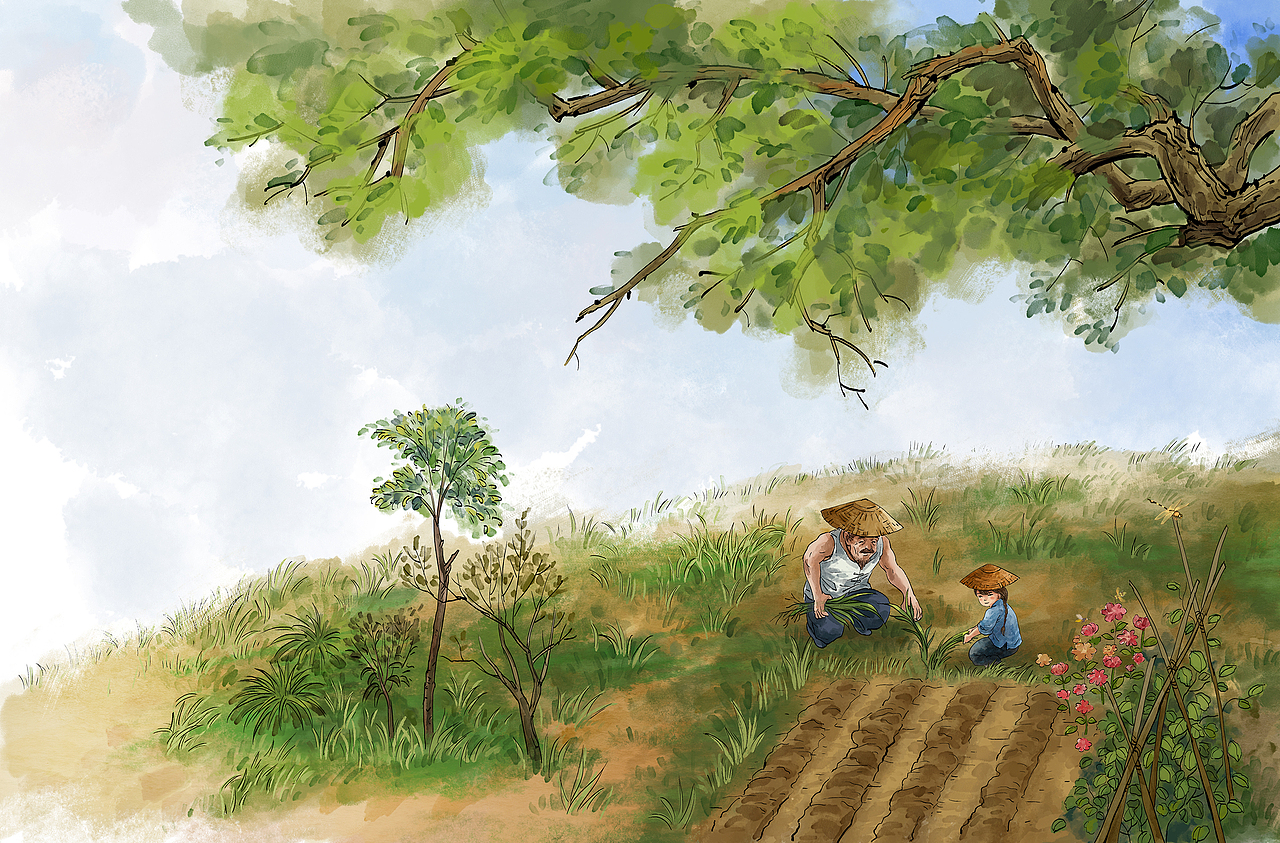《家乡的后花园》（图ZNDA0NzE3ODQw） - 商业插画 - 站酷设计师小德景韵文化原创素材 - 站酷ZCOOL