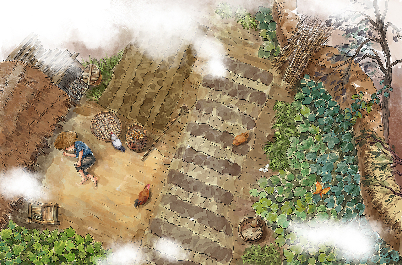 《家乡的后花园》（图ZNDA0NzE3ODg0） - 商业插画 - 站酷设计师小德景韵文化原创素材 - 站酷ZCOOL