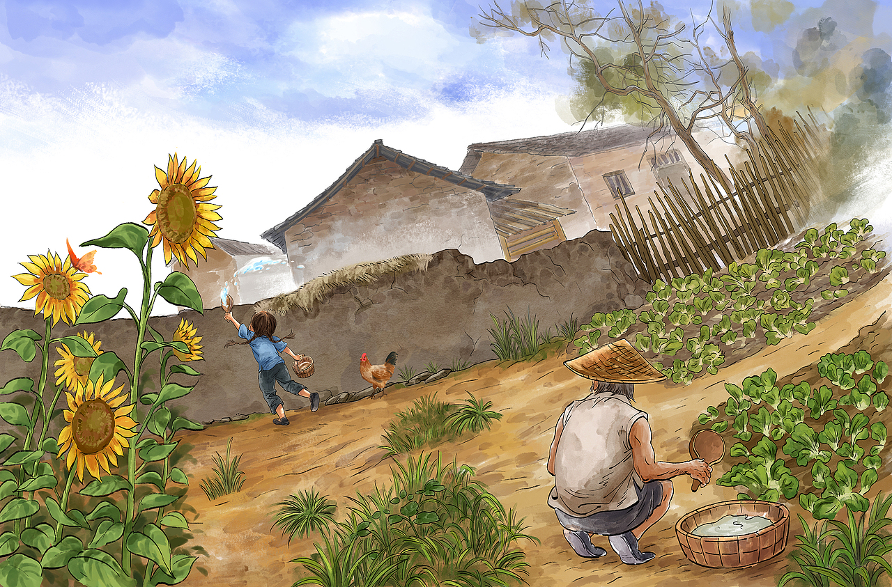 《家乡的后花园》（图ZNDA0NzE3ODY0） - 商业插画 - 站酷设计师小德景韵文化原创素材 - 站酷ZCOOL