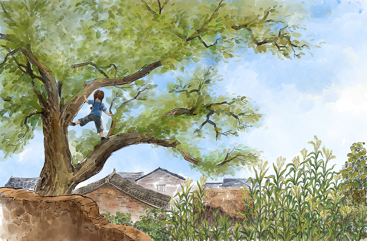 《家乡的后花园》（图ZNDA0NzE3ODc2） - 商业插画 - 站酷设计师小德景韵文化原创素材 - 站酷ZCOOL